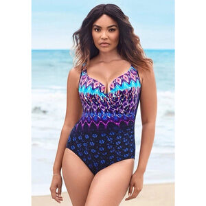 Miraclesuit Women's One Piece Bella Alba Escape Swimsuit Midnight Size 14 Beach